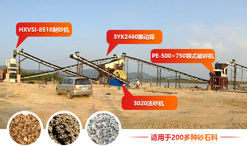 越南客戶現(xiàn)場,固定式制沙機(jī)生產(chǎn)線