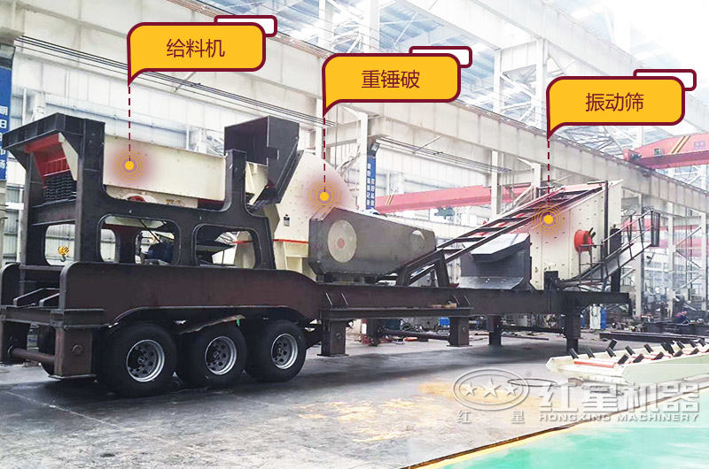 移動重錘式破碎機，給料+破碎+篩分+傳輸，一機等于一條生產(chǎn)線