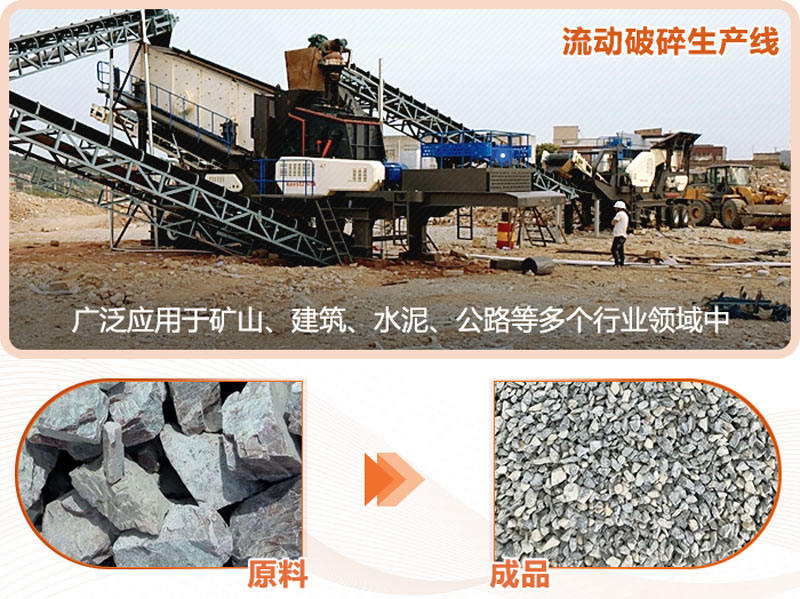 流動(dòng)破碎生產(chǎn)線成品粒形好，用途廣