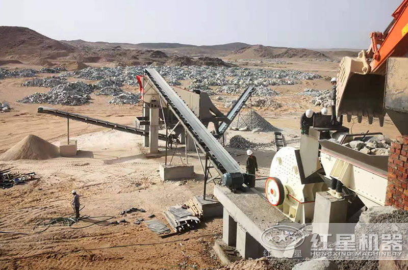 單臺重錘破制砂現場
